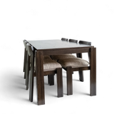Brutalist dining set with 6 chairs