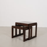 Vintage nesting tables glass and wood