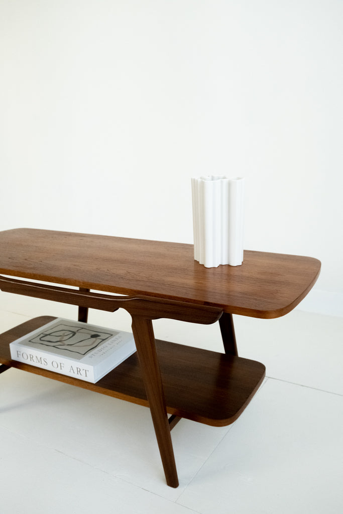 Vintage Teakhouten Salontafel met Omkeerbaar Blad