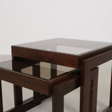 Vintage nesting tables glass and wood