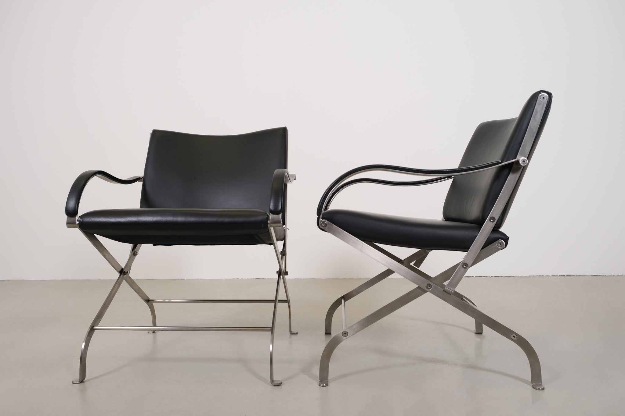 Set of vintage faux leather armchairs
