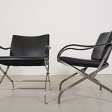 Set of vintage faux leather armchairs