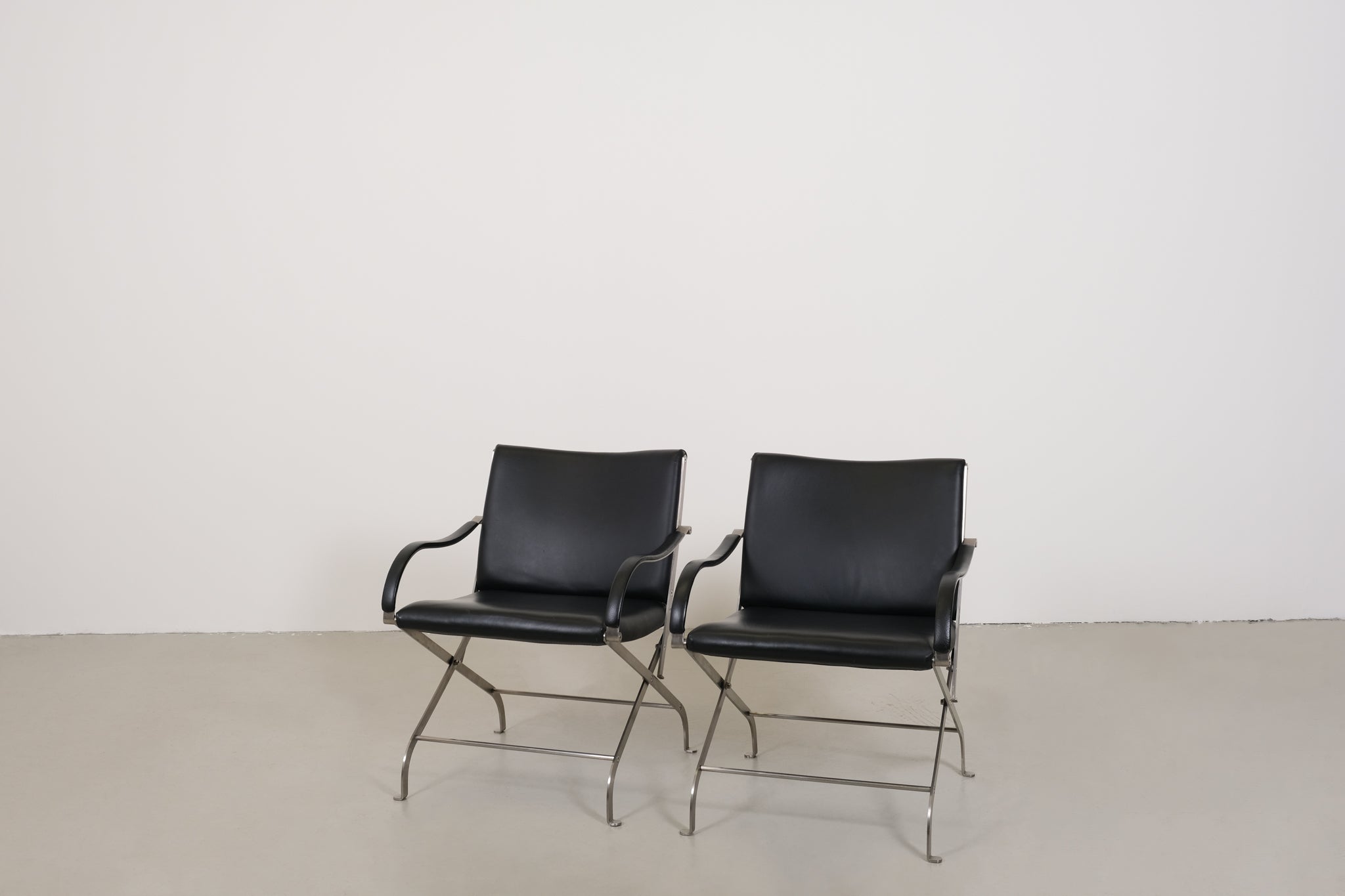 Set of vintage faux leather armchairs