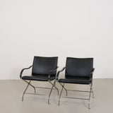 Set of vintage faux leather armchairs