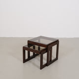 Vintage nesting tables glass and wood