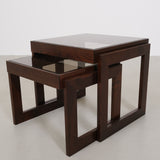 Vintage nesting tables glass and wood