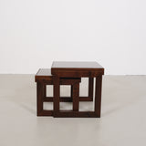 Vintage nesting tables glass and wood