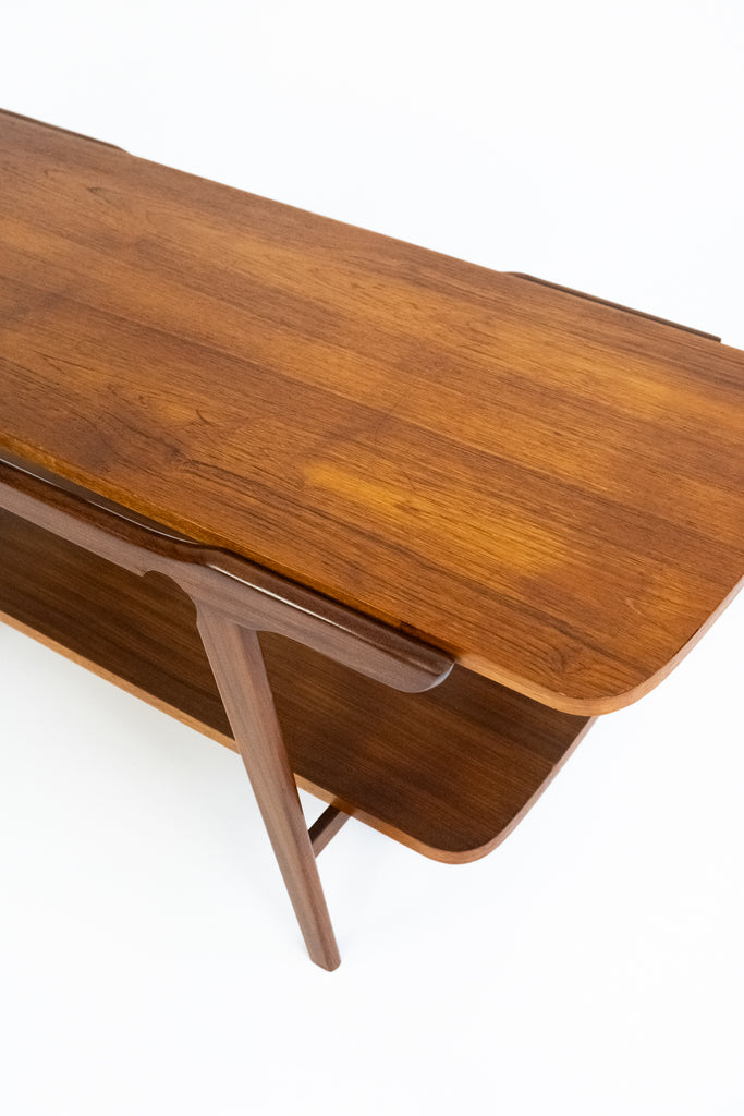 Vintage Teakhouten Salontafel met Omkeerbaar Blad