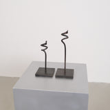 Abstract spiral metal candlesticks set