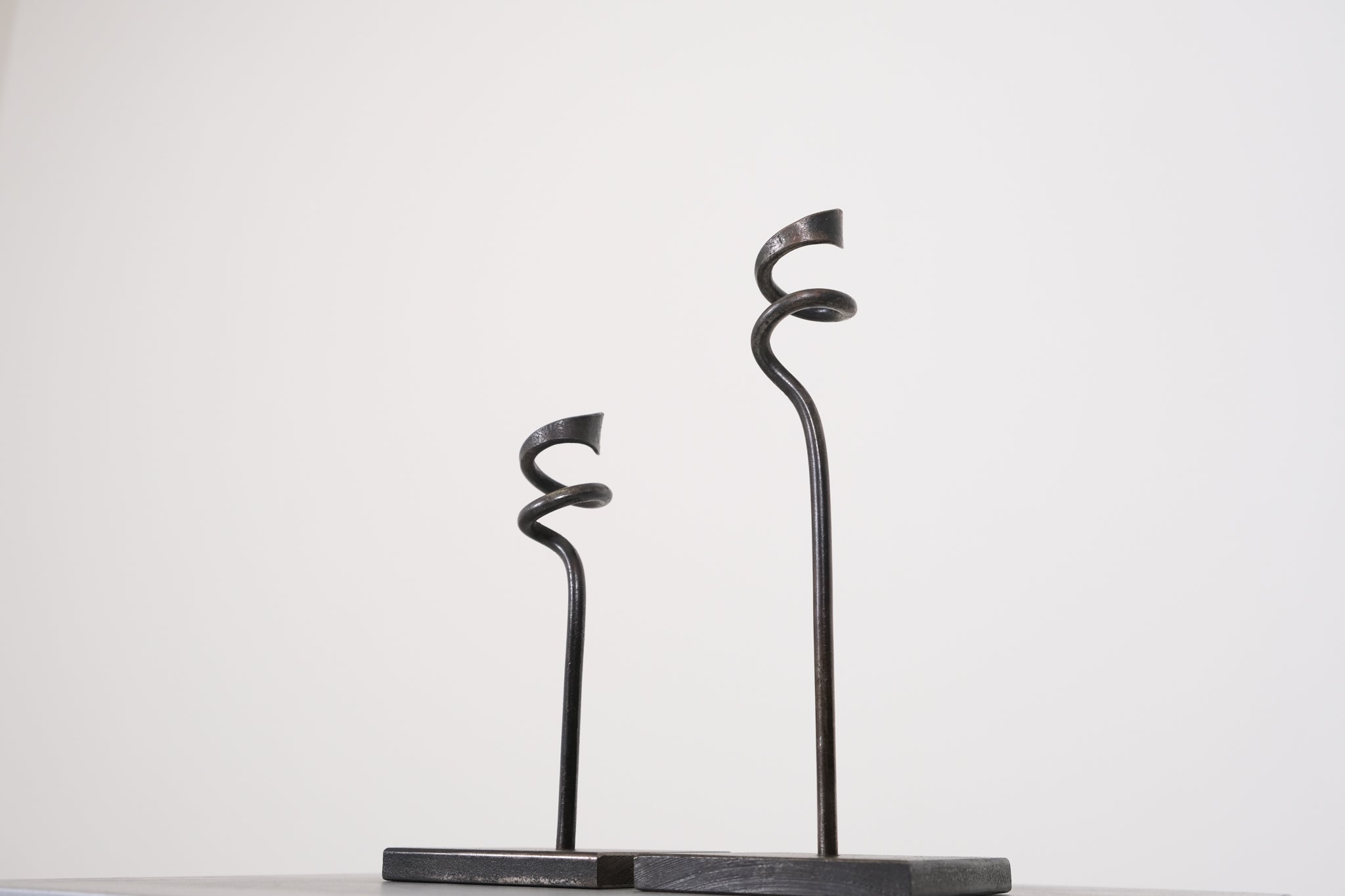 Abstract spiral metal candlesticks set