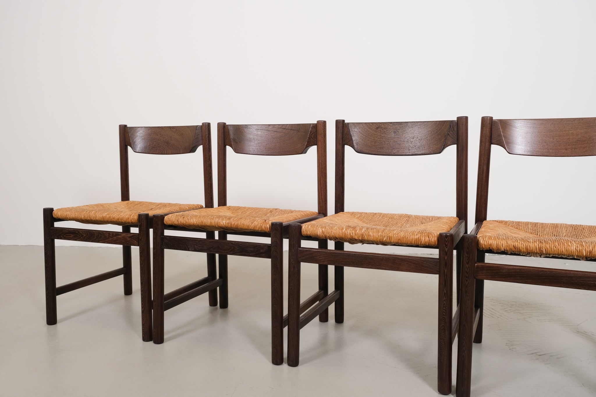 Italian dining chairs with rattan - set of 4