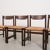 Italian dining chairs with rattan - set of 4