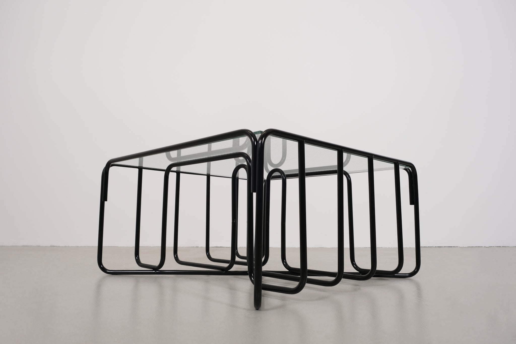 Black Tubular Glass Coffeetable, The Netherlands 1950s