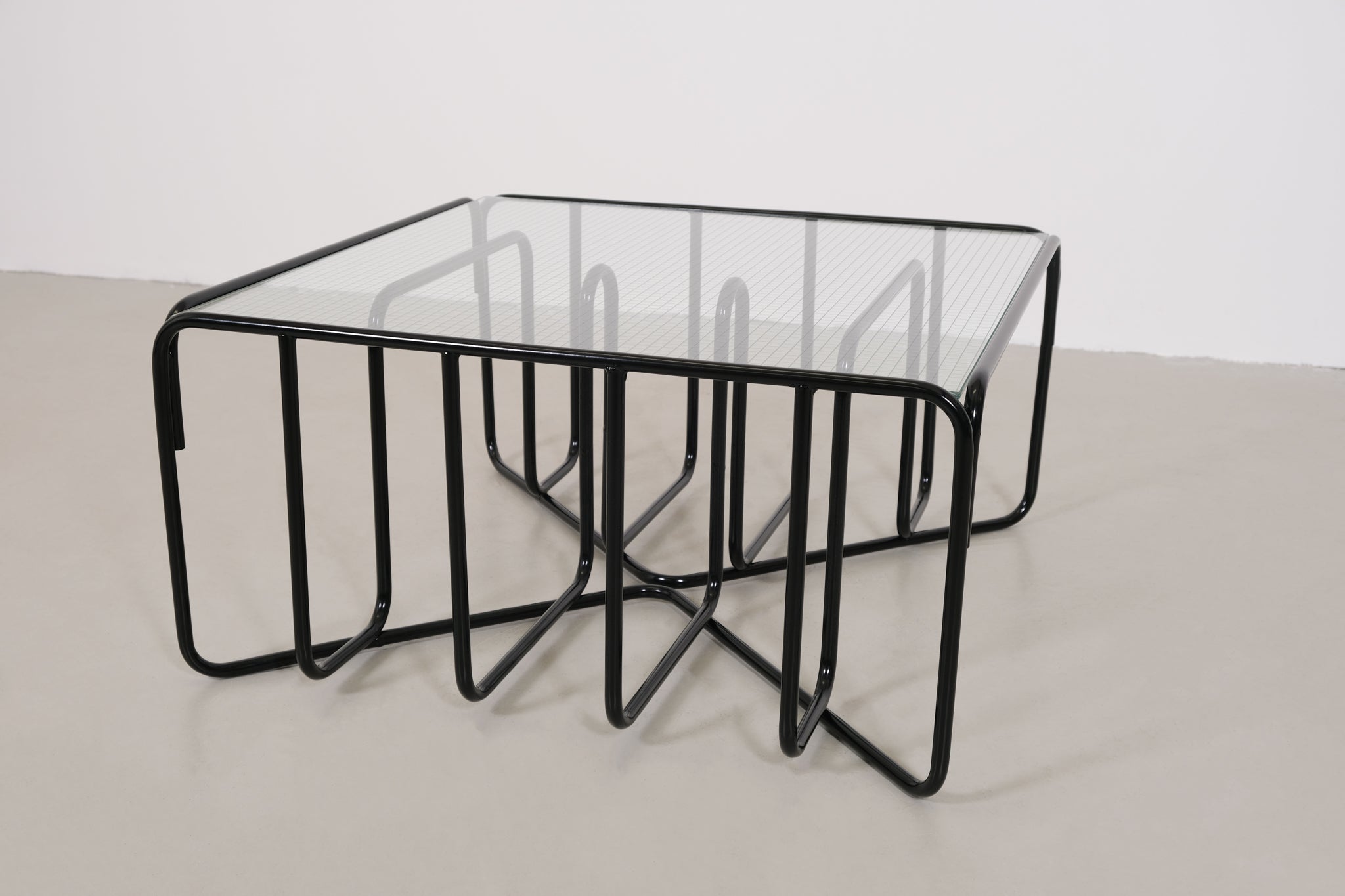 Black Tubular Glass Coffeetable, The Netherlands 1950s