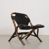 Vintage rattan chair with skai seat