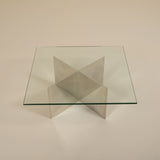 Glass Coffee Table with Sculptural Metal Base
