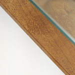 Midcentury salontafel in moderne stijl van teakfineer met glasplaat