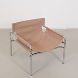 Walter Antonis SZ14 chair with chrome base and canvas seat