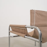 Walter Antonis SZ14 chair with chrome base and canvas seat