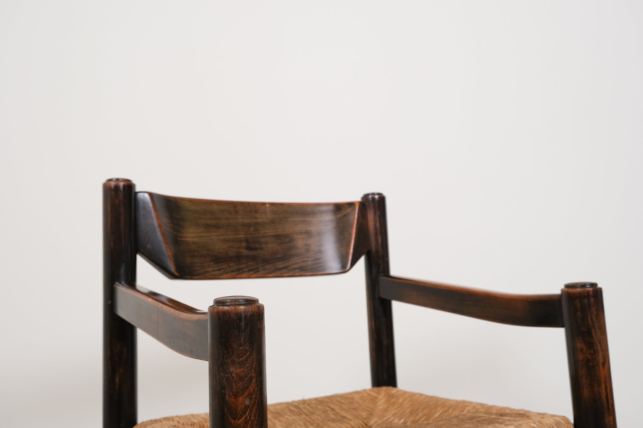 Vintage robust chair with wicker seat