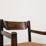 Vintage robust chair with wicker seat