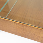 Midcentury salontafel in moderne stijl van teakfineer met glasplaat