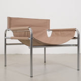 Walter Antonis SZ14 chair with chrome base and canvas seat