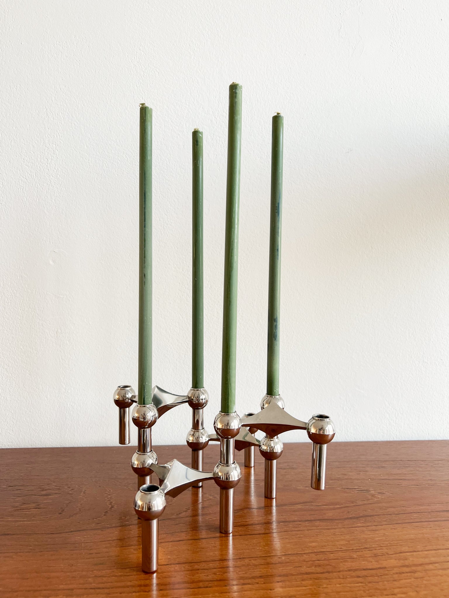 Vintage Chromen Kandelaar Werner Stoff & Hans Nagel
