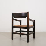 Vintage robust chair with wicker seat