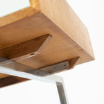 Midcentury salontafel in moderne stijl van teakfineer met glasplaat