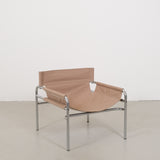 Walter Antonis SZ14 chair with chrome base and canvas seat