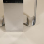 Close up of chrome base of Biglia lamp