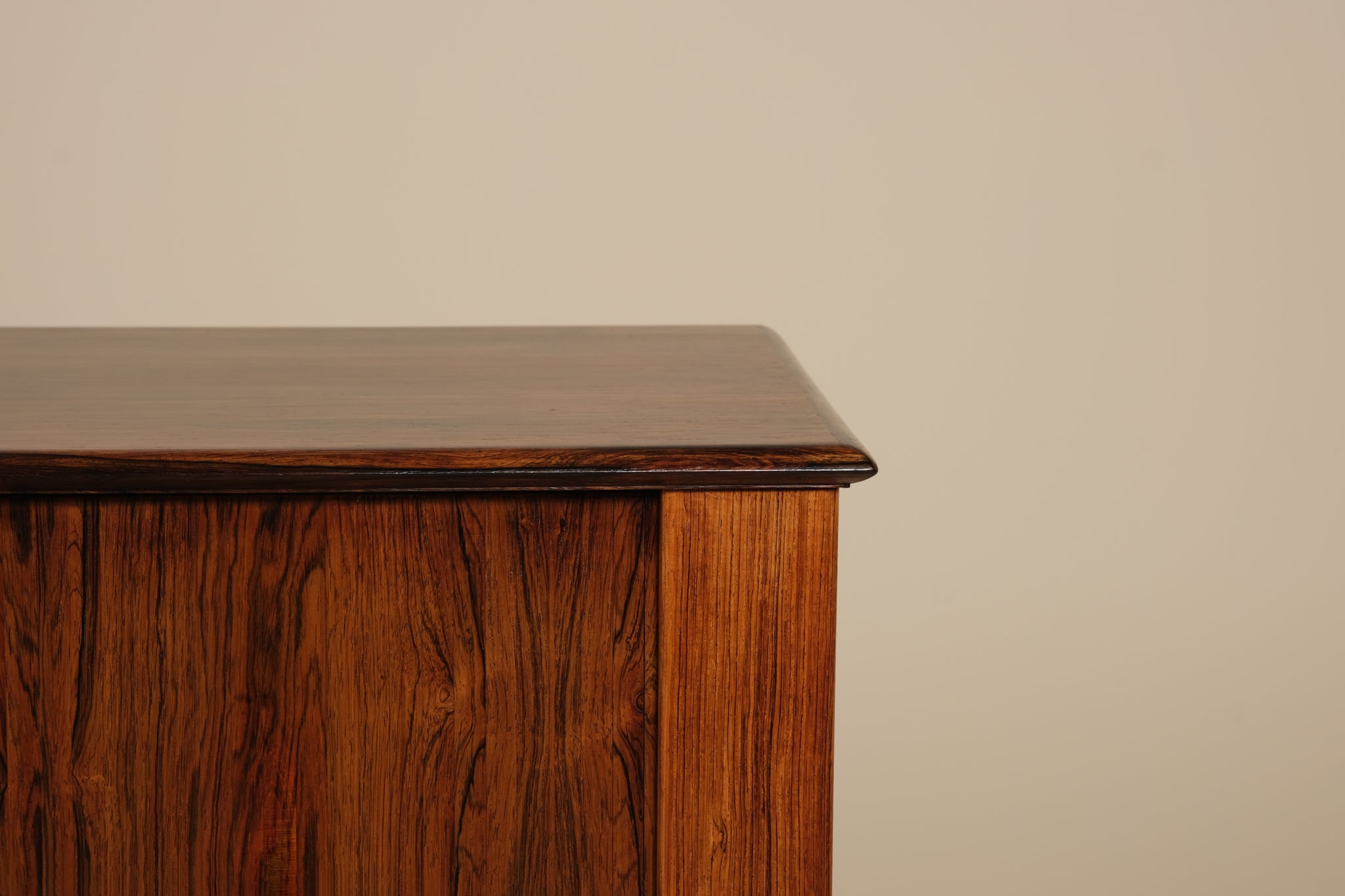 Close-up of wooden sideboard top