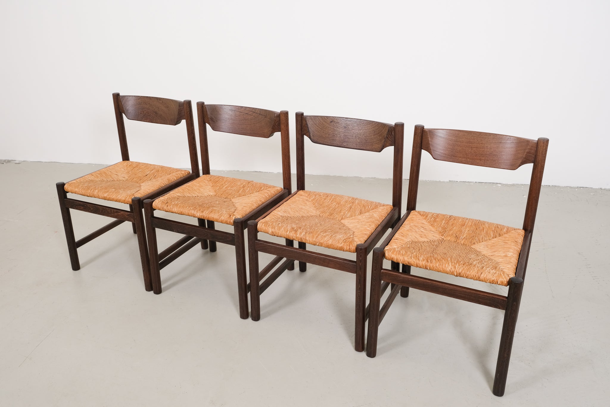 Italian dining chairs with rattan - set of 4
