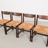 Italian dining chairs with rattan - set of 4