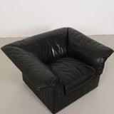 Black Leather Lounge Chair by Poltrona Frau
