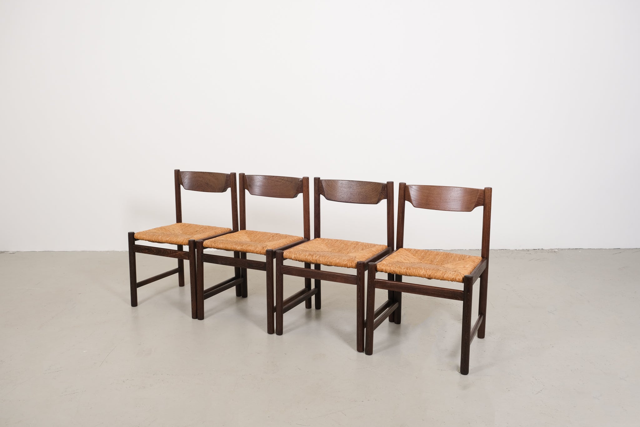 Italian dining chairs with rattan - set of 4