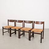 Italian dining chairs with rattan - set of 4