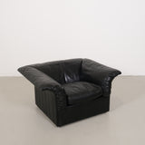 Black Leather Lounge Chair by Poltrona Frau